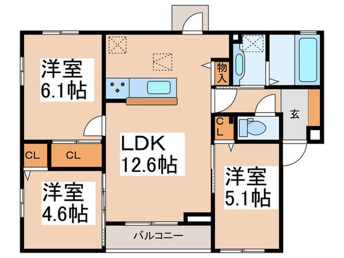 CLAIREA(3LDK/1階)の間取り写真