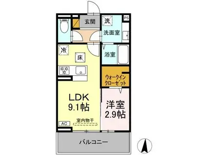 メゾングレイス(1LDK/1階)の間取り写真