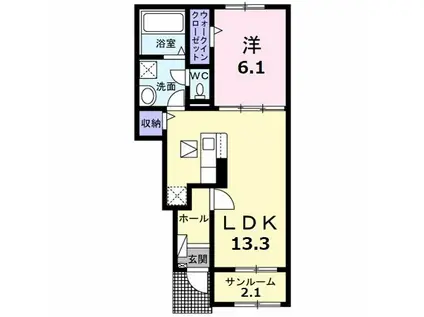 セロリB(1LDK/1階)の間取り写真