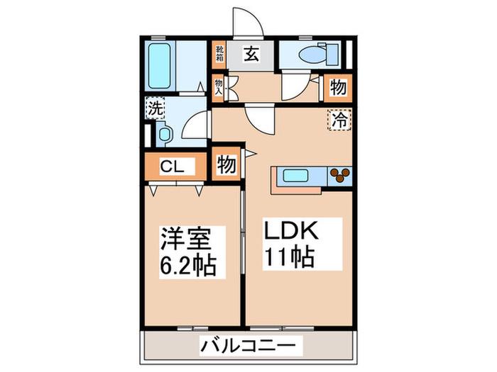 アミターバ・K(1LDK/2階)の間取り写真