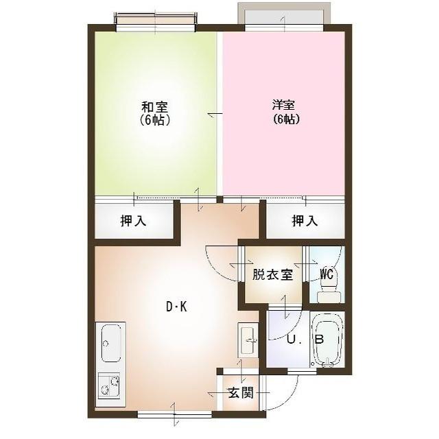イオボヌール内野(2DK/2階)の間取り写真
