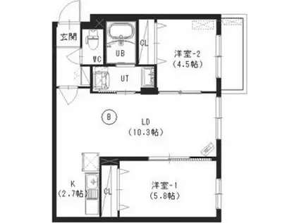 アートレータ発寒(2LDK/1階)の間取り写真