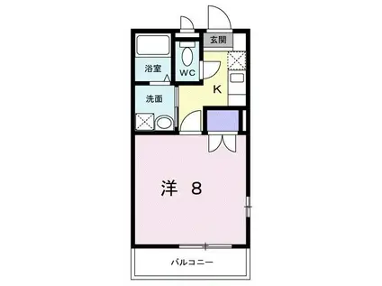 アンプルールブワ高松(1K/1階)の間取り写真