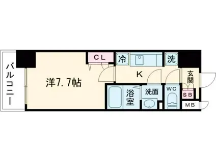 SOPHIA COURT鳳(1K/4階)の間取り写真