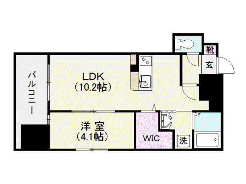 S-FORT鹿児島駅前ベイサイド(1LDK/13階)の間取り写真