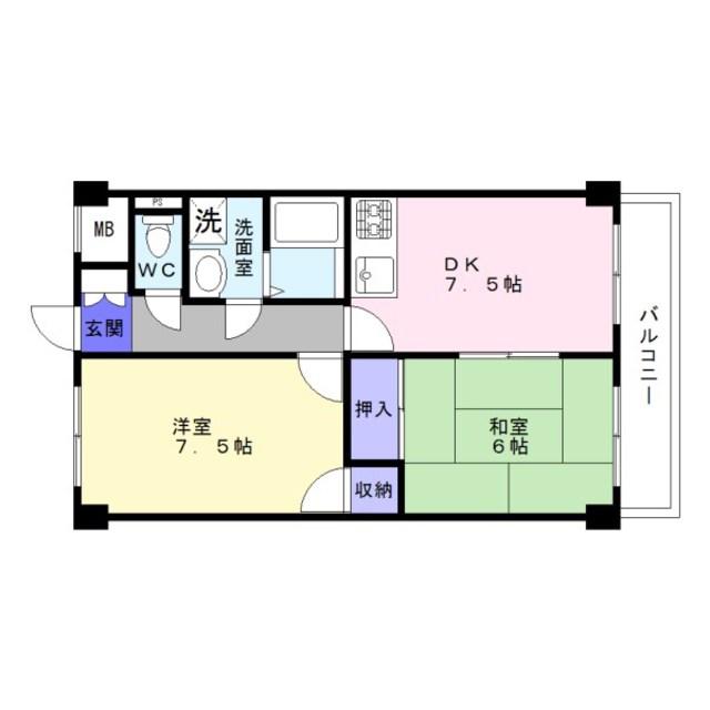 サンライフ上住吉(2DK/3階)の間取り写真