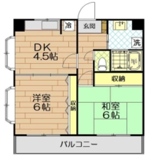 鳴島ビル(2DK/5階)の間取り写真