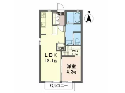 ファミール II(1LDK/2階)の間取り写真
