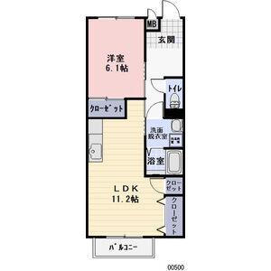 クレアいもじや(1LDK/1階)の間取り写真