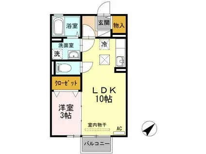 ラフォーレ光井(1LDK/2階)の間取り写真