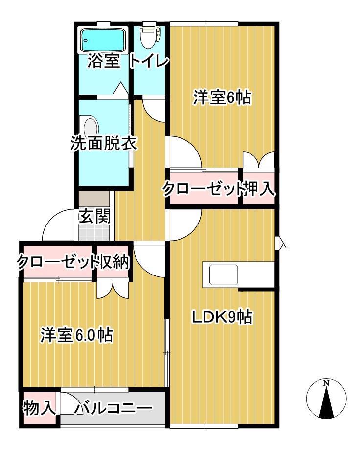 グランデ本館2番館(2LDK/2階)の間取り写真
