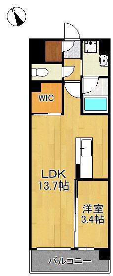 ウイングス西本町(1LDK/5階)の間取り写真