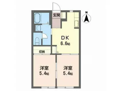 YKハイツ(2DK/1階)の間取り写真