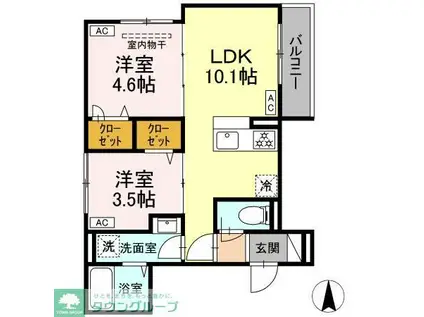 セレスティア荒川II(2LDK/2階)の間取り写真
