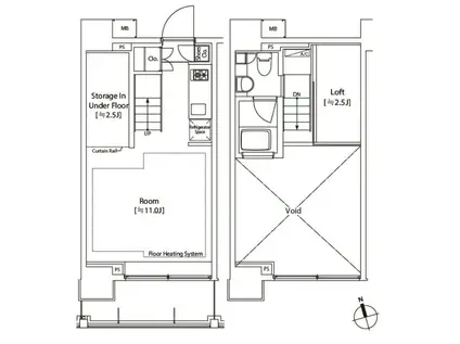 カスタリア中延(ワンルーム/11階)の間取り写真
