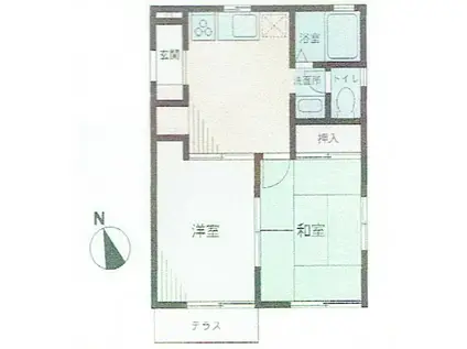 クレールカネコC号棟(2DK/1階)の間取り写真