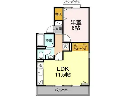 ハウゼユートピアB棟(1LDK/1階)の間取り写真