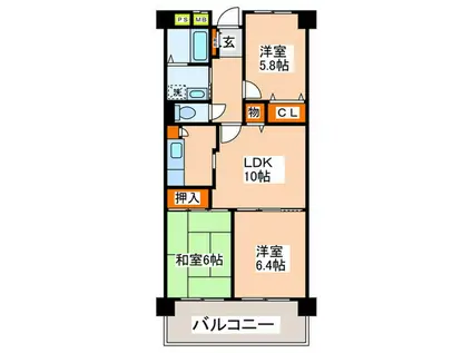 メゾン・ド・ベル青葉台II(3LDK/4階)の間取り写真