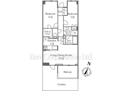 OASE用賀(2LDK/1階)の間取り写真
