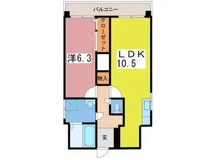 プエンテスール(1LDK/7階)の間取り写真