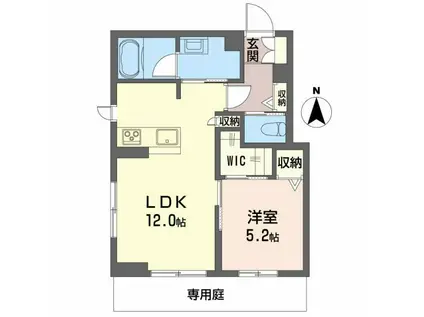 ロイヤルグランコート虎丸(1LDK/1階)の間取り写真