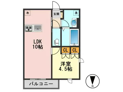 プラネッツ(1LDK/2階)の間取り写真