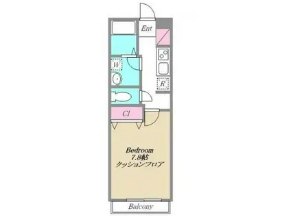 ソーレルーナB棟(1K/2階)の間取り写真