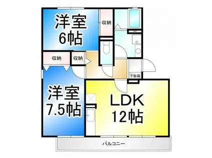 フェニックス・SI(2LDK/2階)の間取り写真
