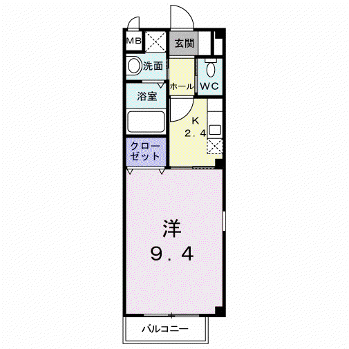 カレント上吉田IA(1K/1階)の間取り写真