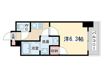 プレサンス天満ステーションフロント(1K/13階)の間取り写真