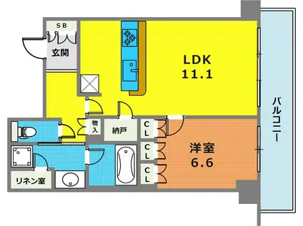 ザ・パークハウス神戸ハーバーランドタワー(1SLDK/14階)の間取り写真