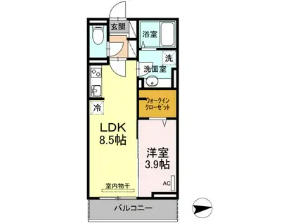 美麗・上町(1LDK/3階)の間取り写真