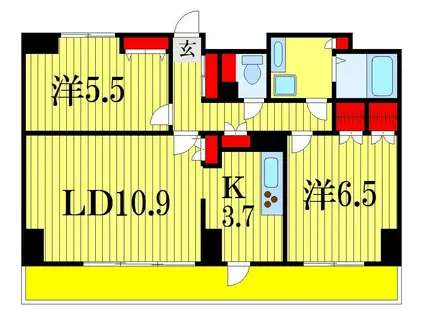 幕張ベイタウンマリンフォート(2LDK/5階)の間取り写真