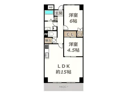 リバージュ住吉(2LDK/3階)の間取り写真