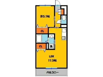 エトワールKEI(1LDK/1階)の間取り写真