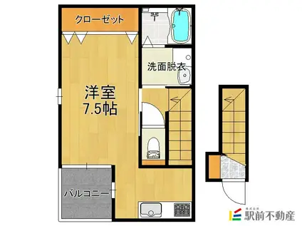 インターヒルズ鳥栖B(1K/2階)の間取り写真