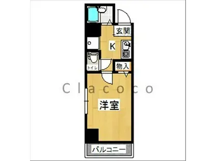 ランドパレス宇都宮平成通(1K/6階)の間取り写真