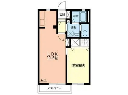 ローズクラヴィエ(1LDK/2階)の間取り写真