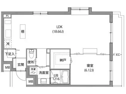 CULUM浜田山(1LDK/2階)の間取り写真