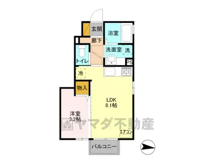 ヴィクトワールⅡ B(1LDK/1階)の間取り写真