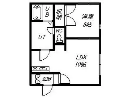 ファイブウエスト(1LDK/1階)の間取り写真