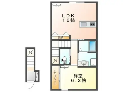 VILLACOURTCARROT12(1LDK/2階)の間取り写真