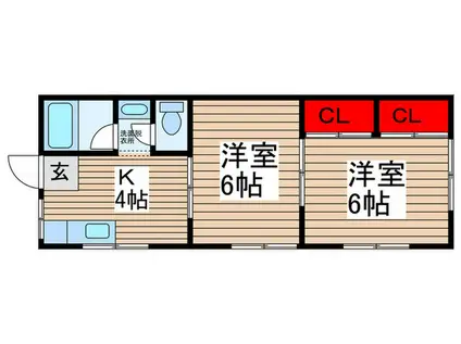 コーポオガワ(2K/1階)の間取り写真