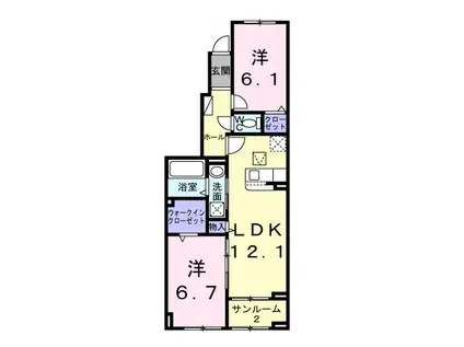 ベル・コリーヌB(2LDK/1階)の間取り写真