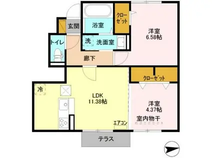 オーク大島田A(2LDK/1階)の間取り写真