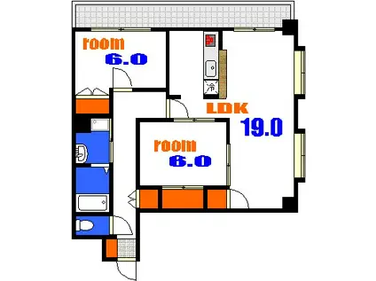 リバーフロント・レジデンス(2LDK/3階)の間取り写真