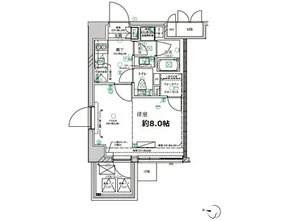 ディアレイシャス三軒茶屋(1K/4階)の間取り写真