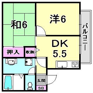 第三ハイツマツモト(2DK/2階)の間取り写真