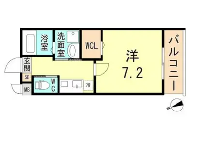 ワコーレヴィータ須磨月見山本町(1K/3階)の間取り写真