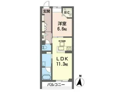 プラスシティ橋本(1LDK/1階)の間取り写真